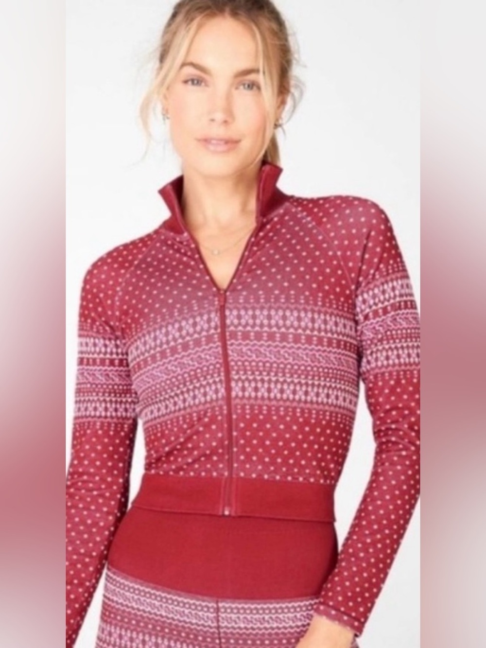 NWT FABLETICS | Holly Seamless Zip-Up Active Jacket in Apple Spice/Multi Large